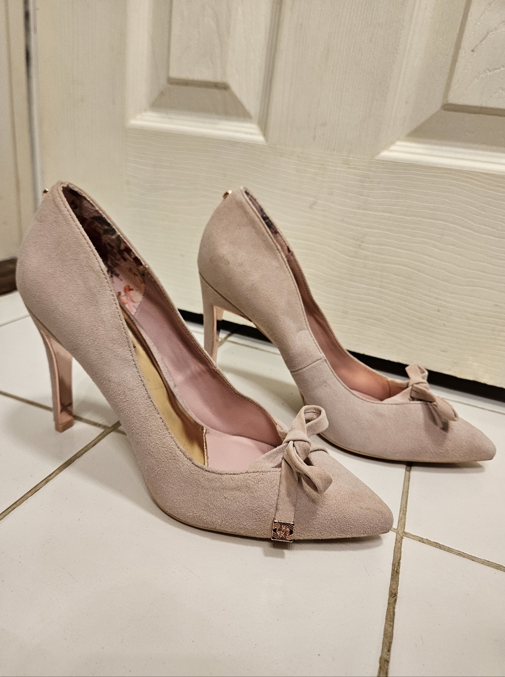 Ted baker gewell mink pink suede rose gold high heel shoes Pumps women's size 10